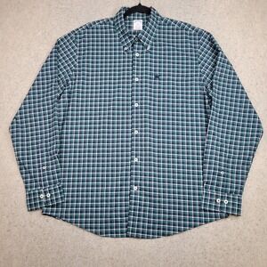 Brooks‎ Brothers Regent Shirt Mens L Green Plaid Long Sleeve Nylon Button Down